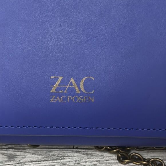 Zac Posen Eartha Cobalt Blue Folded Gusset Leather Crossbody With Dustbag - Picture 5 of 15